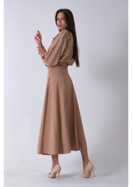 Bej Beli Lastikli Cepli Ceket ve Etek Ikili Takım 4595053.55 indirimleri