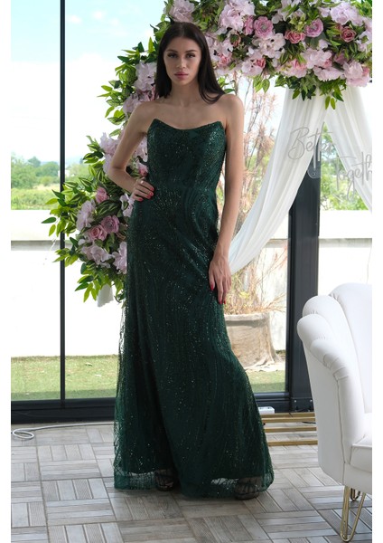 Zümrüt Taş Işlemeli Uzun Balık Abiye 0801056.123