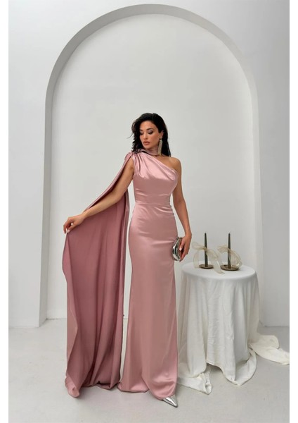 Gül Yaka Kuşak Detaylı Tek Omuz Abiye 0801099.25 fiyatları