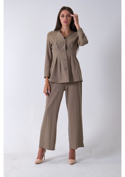 Haki Önü 4 Düğme Kapamalı Pantolonlu Takım 4592261.23 fiyatları