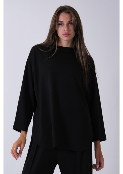 Siyah Rahat Kumaş Basic Pantolonlu Takım 31040630.01