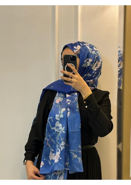 Van Gogh Çiçek Açan Badem Ağacı Art Ipek Şal Mavi modelleri