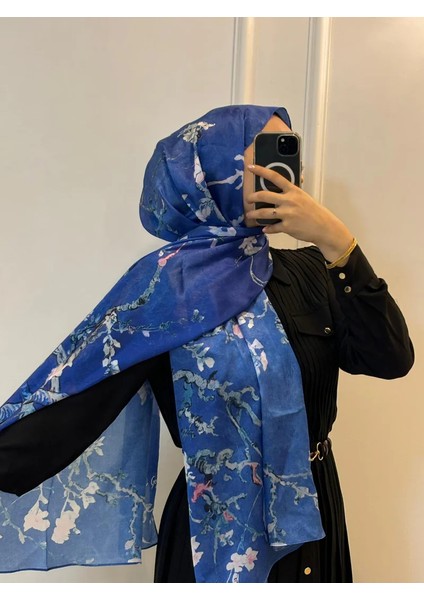 Van Gogh Çiçek Açan Badem Ağacı Art Ipek Şal Mavi fırsatları