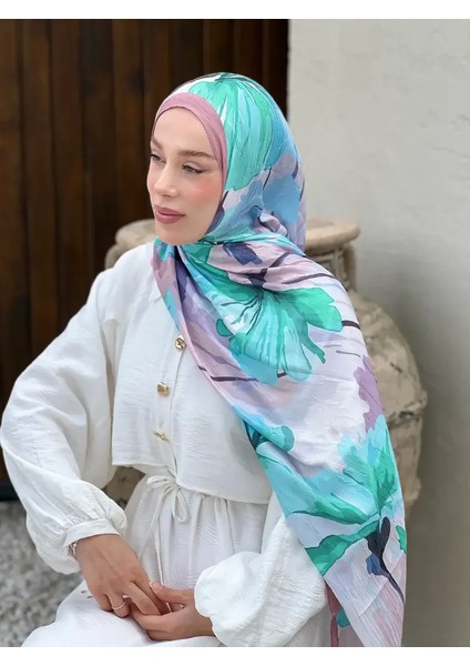 Rapsodi Desen Bambu Şal - Pudra
