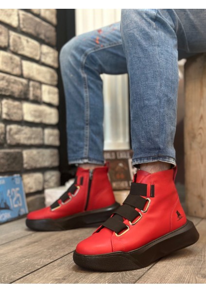 BA0142 Bantlı Erkek Yüksek Taban Kırmızı Spor Bot fırsatları