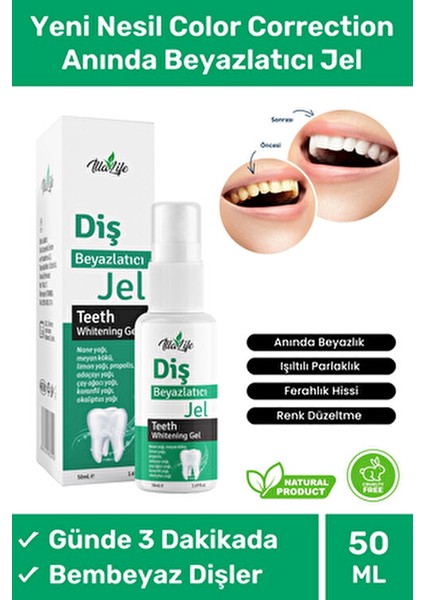 ✨🦷 Beyazlatıcı İlla Life Diş Temizleme Jeli – Limon Aromalı, Hassas Dişler İçin Vegan 50 ml 🍋