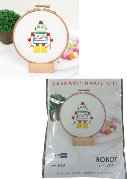 Nakış Kitleri Kasnaklı 8.6 x 6 cm Robot