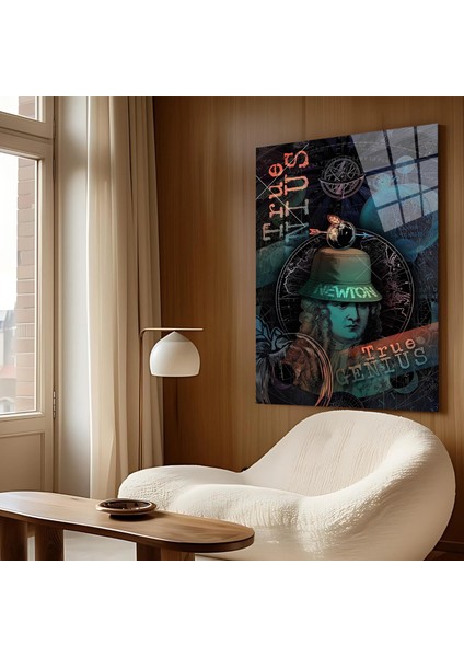 Bilim ve Sanat Temalı Cam Tablo – Newton Tasarımlı Modern Dekoratif Tablo fiyatları