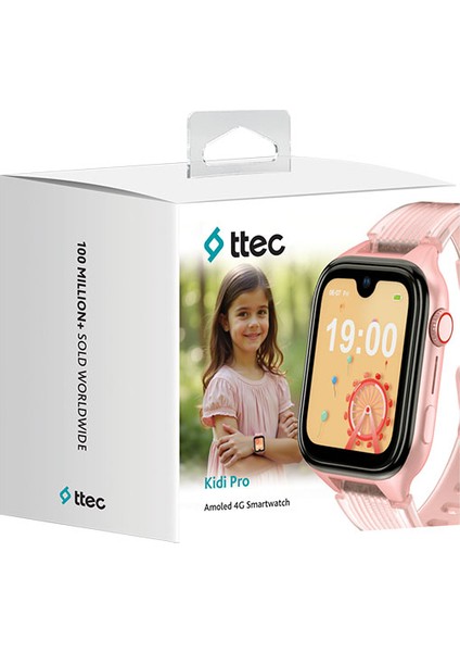 Kidi Pro AMOLED Ekranlı GPS 4G Sim Kartlı Akıllı Çocuk Saati Pembe 2KSW03