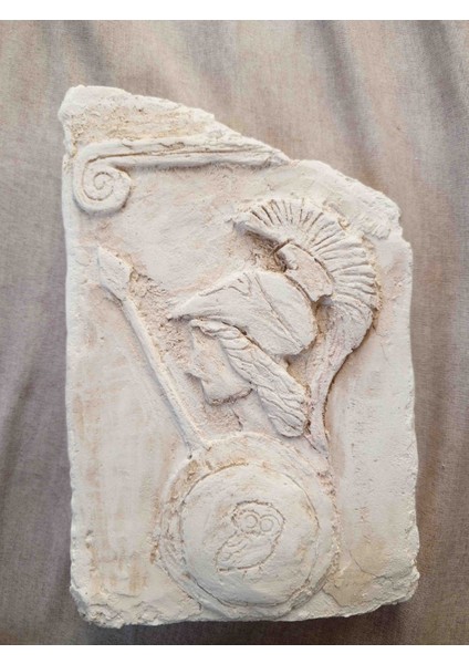 Athena Silüeti El Yapımı Kabartma Heykel – Mitolojik Taş Rölyef Dekoratif Obje