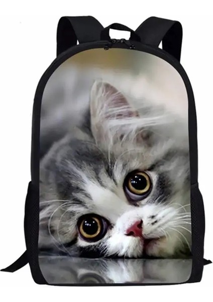 Trendy Popüler Kedi Defter Sırt Çantaları Öğrenci Okul Çantaları 3D Baskı Oxford Su Geçirmez Erkekler/kız Dizüstü Dizüstü Bilgisayar Sırt Çantaları Renk: Mavi (Yurt Dışından)