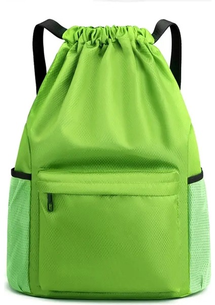 Erkekler/kadınlar Drawstring Cep Sırt Çantası 2024 Yeni Naylon Su Geçirmez Sırt Çantası Büyük Kapasite Çekme Seyahat Çantası Fitness Spor Çantası Renk: Yeşil/boyut: 42X31X15CM (Yurt Dışından)
