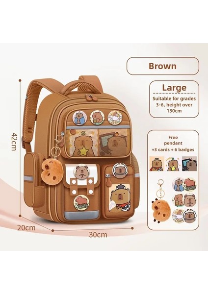 Su Geçirmez Capya Sırt Çantası Ilköğretim Öğrenci Schoolbag Büyük Kapasite Ayarlanabilir Kayış Ortopedi Sırt Çantası Kawaii Okul Çantaları Renk: Kahverengi-Büyük (Yurt Dışından)