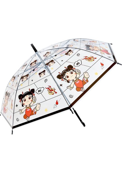 Büyütülmüş Takviyeli Çizgi Film Şeffaf Çocuk Portatif Şemsiye (Yurt Dışından)