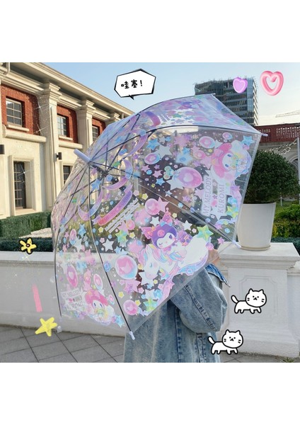 Şeffaf Uzun Saplı Çocuk Şemsiyesi (Yurt Dışından)