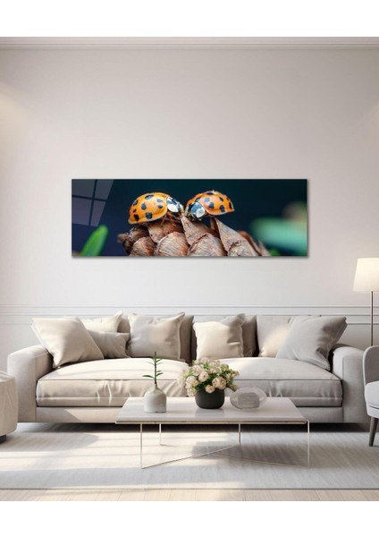 Uğurböcekleri Panoramik Cam Tablo Hediyelik Büyük Tablo Ev Ofis Dekoru fiyatları