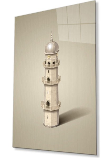 Islami Minare Cam Tablo 4 mm Dayanıklı Temperli Cam