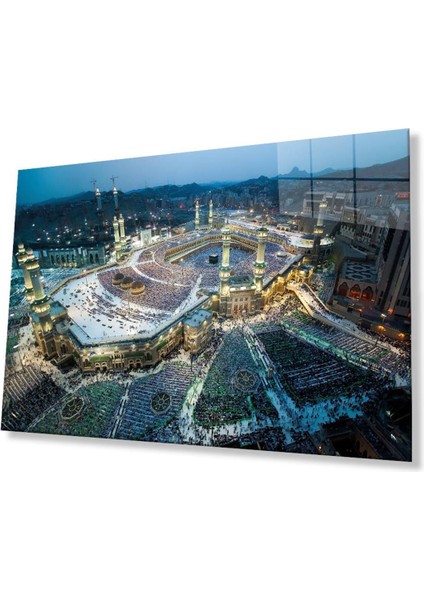 Kabe Manzara Harem'i Şerif Dini Cam Dekor Tablo 4 mm Dayanıklı Temperli Cam