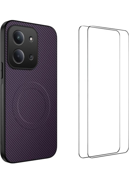 Xiaomi Redmi 15C 4g Manyetik Kılıf Karbon Fiber Doku Pc Tpu Telefon Kılıfı 2 Adet Ekran Filmi ile (Yurt Dışından)