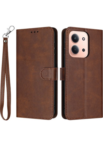 Xiaomi Redmi 15C 4g Flip Stand Dana Doku Pu Deri Cüzdan Telefon Kılıfı ve Kayışı (Yurt Dışından)