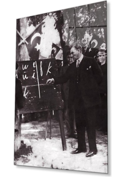 Atatürk Cam Tablo 4 mm Dayanıklı Temperli Cam, Atatürk Glass Wall Art