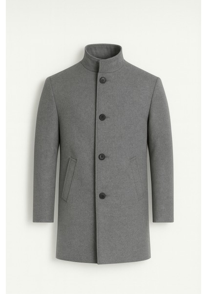 Bertolucci Dik Yaka Fit Kalıp Fileto Cepli Erkek Kaşe Kaban - Gri fırsatları