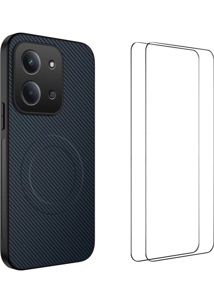 Xiaomi Redmi 15C 4g Manyetik Kılıf Karbon Fiber Doku Pc Tpu Telefon Kılıfı 2 Adet Ekran Filmi ile (Yurt Dışından)