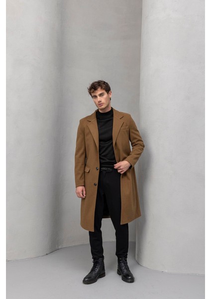 Visconti Kaşe Kumaş Fileto Cepli Uzun Erkek Kaban - Camel fırsatları