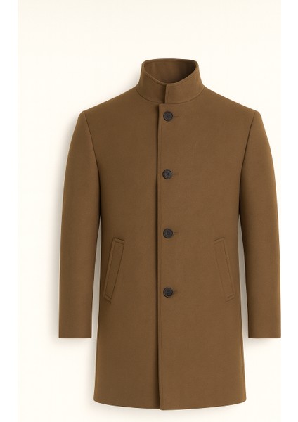 Bertolucci Dik Yaka Fit Kalıp Fileto Cepli Erkek Kaşe Kaban - Camel modelleri