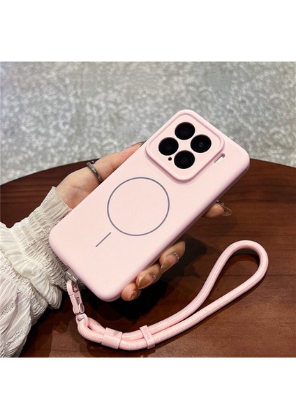 Xiaomi 15 Yumuşak Cilt Dokunuşlu Sıvı Silikon + Bilek Kayışlı Magsafe Uyumlu Pc Telefon Kılıfı (Yurt Dışından)