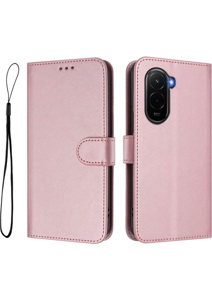 Xiaomi Poco M7 Plus 5g Cüzdan Kılıfı Rfıd Engelleme Dana Doku Deri Standlı Telefon Kılıfı ve Kayışı (Yurt Dışından)