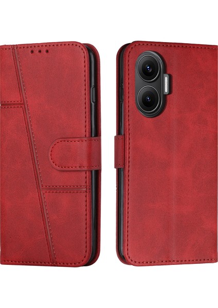 Xiaomi Poco F7 5g Deri Telefon Kılıfı Katlanabilir Stand Cüzdan Kayışlı Kapak (Yurt Dışından)