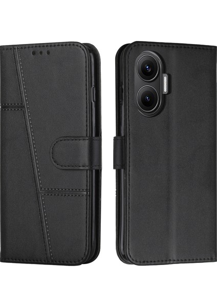 Xiaomi Poco F7 5g Deri Telefon Kılıfı Katlanabilir Stand Cüzdan Kayışlı Kapak (Yurt Dışından)