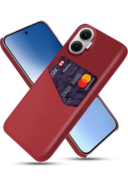 Xiaomi Poco F7 5g Pu Deri Kumaş Dokulu Sert Pc Telefon Kılıfı ve Kart Tutucu (Yurt Dışından)