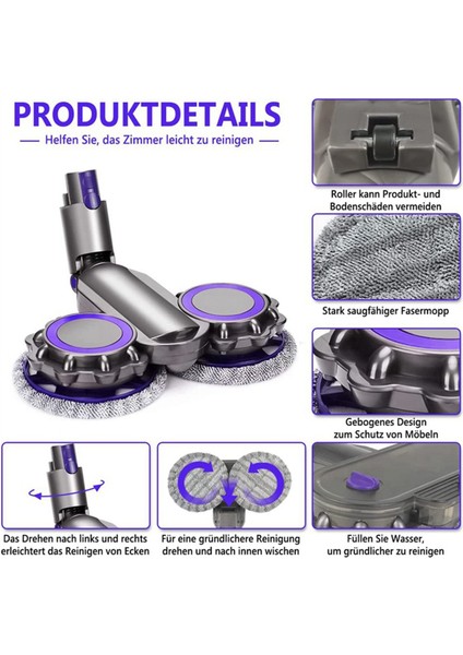 Dyson V6 V7 V8 V8 V11 V10 V15 Vakum Süpürge Bağlantısı Elektrik Zemin Paspası Kafası Su Deposu + Mops + Ölçüm Kupası (Yurt Dışından) fiyatları