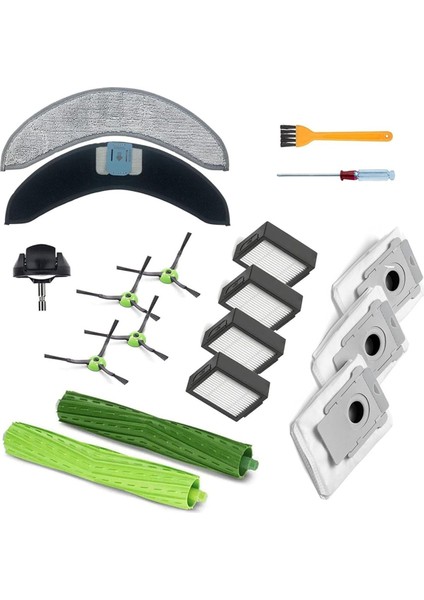 Irobot Roomba Için Combo J7+/plus Robot Vakum Süpürge Ana Yan Fırça Hepa Filtre Mop Bez Tuz Torbaları Yedek Parçalar (Yurt Dışından)