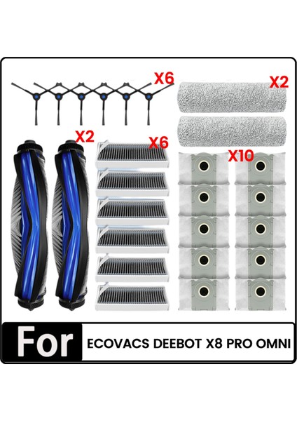 26PCS Ecovacs Deebot X8 Pro Omni Vakum Süpürge Parçaları Yedek Silindir Hepa Yan Fırça Filtre Toz Torbası (Yurt Dışından) fırsatları