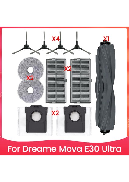 Dreame Mova E30 Ultra Robot Vakum Temel Süpürücü Ana Yan Fırça Hepa Filtre Mop Pad Toz Çantası (Yurt Dışından)