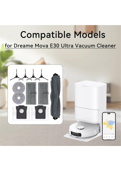 Dreame Mova E30 Ultra Robot Vakum Temel Süpürücü Ana Yan Fırça Hepa Filtre Mop Pad Toz Çantası (Yurt Dışından) fiyatları
