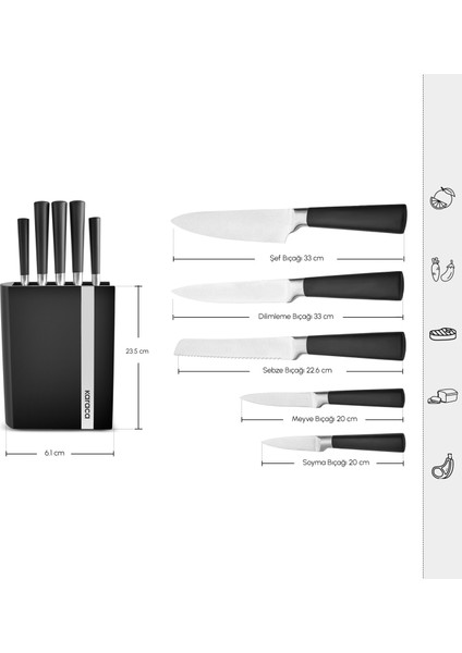 Samuray Kyoto Standlı 25 Japon Çeliği 6 Parça Bıçak Seti fiyatları