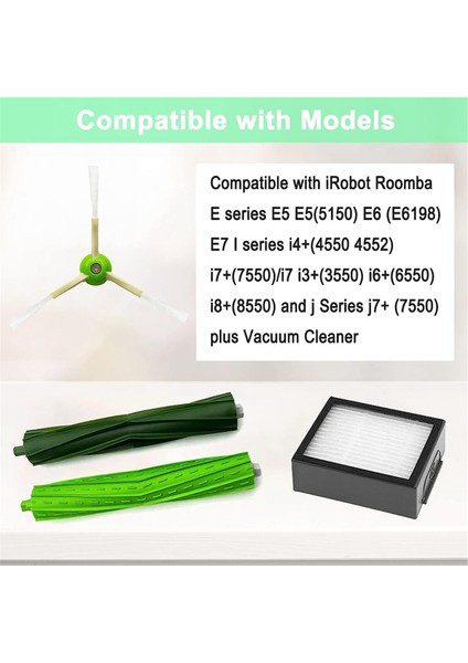 Irobot Roomba Için I7 E5 E6 I3 Serisi Robot Vakum Temizleyici Aksesuarları Kauçuk Fırça Hepa Filtre Yan Fırçası (Yurt Dışından) fırsatları