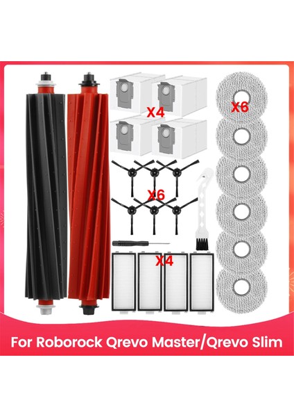 Roborock Qrevo Master/qrevo Slim Vakum Süpürge Ana Yan Fırça Hepa Filtre Mop Bez Toz Torbaları Için Aksesuarlar (Yurt Dışından)