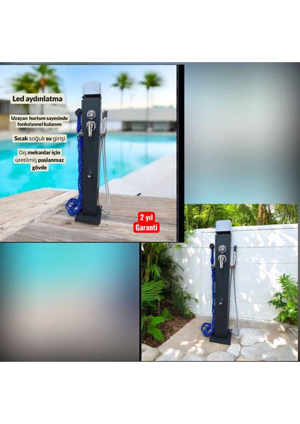 Allimo 304 Paslanmaz LED Işıklı Bahçe ve Havuz Duş Sistemi modelleri