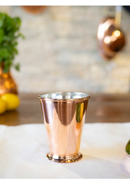 Bakır Bardak Kısa Şerbet Model Parlak Bakır Renk