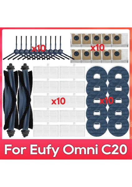 Eufy Omni C20 Için Robot Vakum Süpürge Ana Yan Fırça Filtre Mop Bez Tuz Torbası Yedek Parçalar A Aksesuarları A (Yurt Dışından)