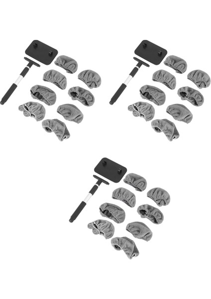 3x Araç Penceresi Temizleyici Fırçası, Ön Cam Cam Temizleme Aracı 24 Pcs Mikrofiber Kapakları ile Uzatılabilir Alüminyum Sap (Yurt Dışından)