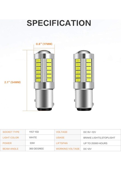 Süper Parlak LED 1157 LED Ampul P21/5W BAY15D LED 33SMD 5730 Yonga Seti, Xenon White (4 Set) (Yurt Dışından) modelleri
