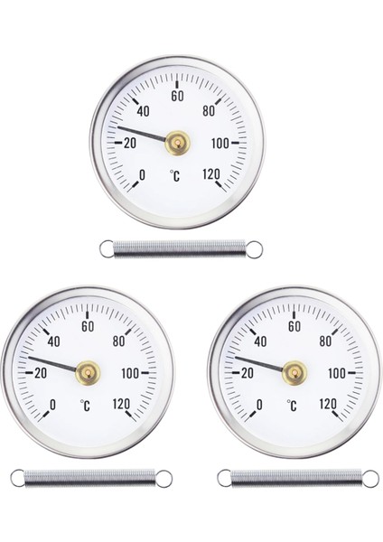 3 Adet Paslanmaz Çelik Temas Borusu Termometresi Doğru Sıcak Su Borusu Sıcaklık Izleme 63MM Bimetal (Yurt Dışından)