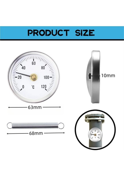 3 Adet Paslanmaz Çelik Temas Borusu Termometresi Doğru Sıcak Su Borusu Sıcaklık Izleme 63MM Bimetal (Yurt Dışından) modelleri