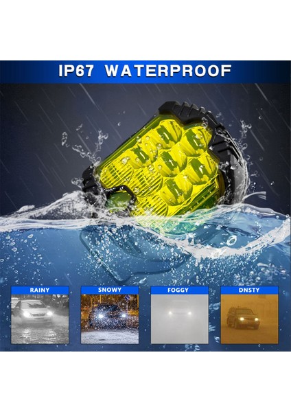 3 Inç Üç Yan Işıklı Iş Işıkları Kamyon Suv Teknesi Off-Road Araçları Için LED Farlar Atv, Sarı (Yurt Dışından) indirimleri